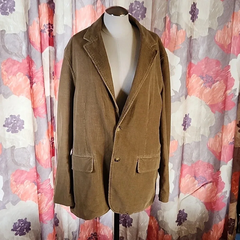 J.Crew Tan/Brown Corduroy Blazer – Men’s Size L, 2‑Button Classic Sport Coat